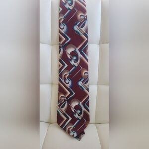 Pierre Balmain Burgundy and Blue Geometric Tie 42"×2.7"